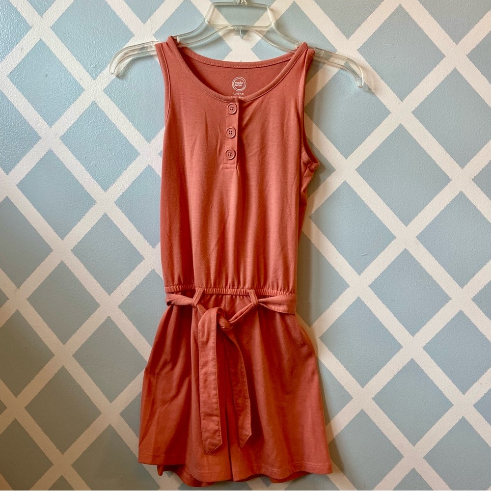 Wonder Nation Coral Button-Front Romper